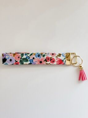 Rifle Paper Co fabric Wristlet Keychain & Pink Tassel by Ellie_Robert_Boutique